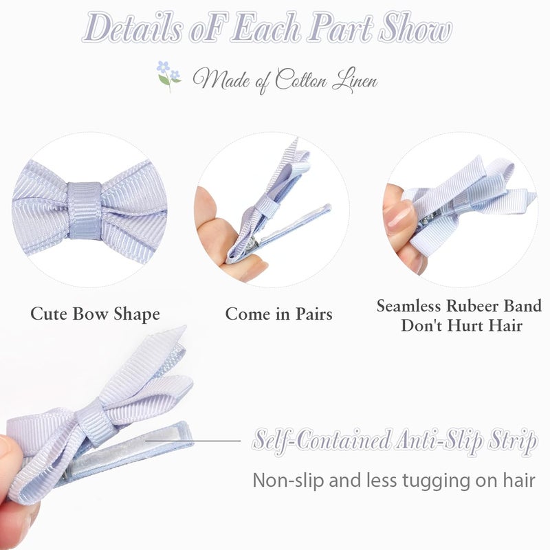 DED 28PCS 2.2" Fully Lined Baby Bows Hair Pins Tiny Hair Clips Fine Hair for Girls Infants Toddlers Set of 14 Pairs - Image 3